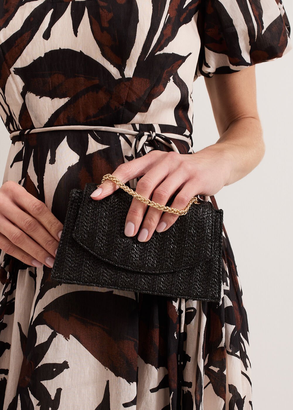 Raffia Clutch Bag Black