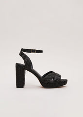 Raffia Platform Sandal Black