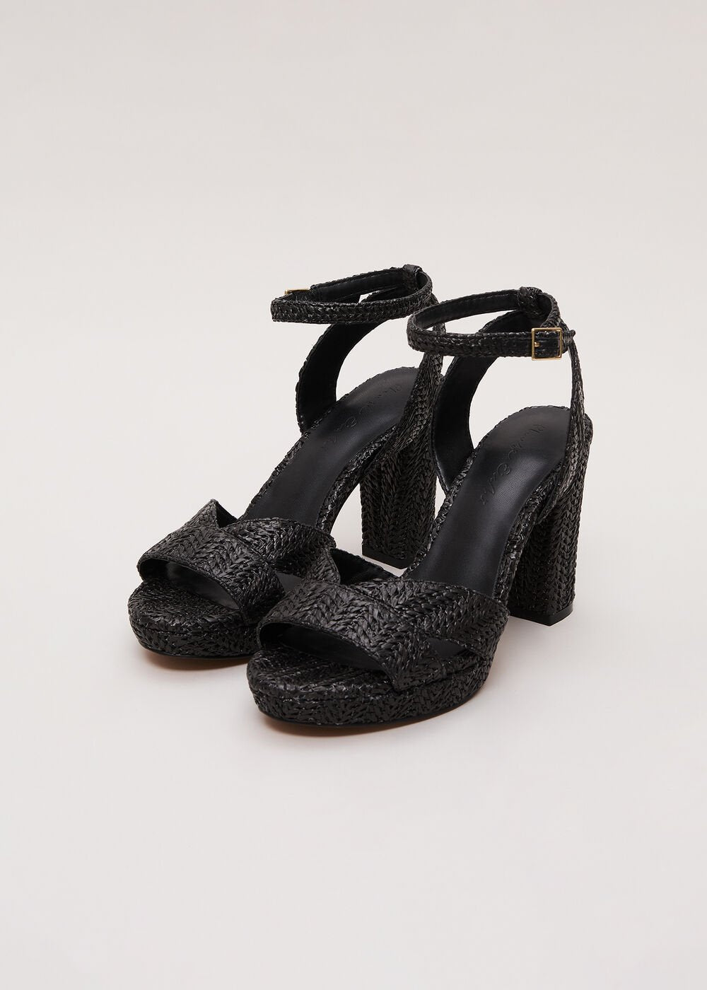 Raffia Platform Sandal Black