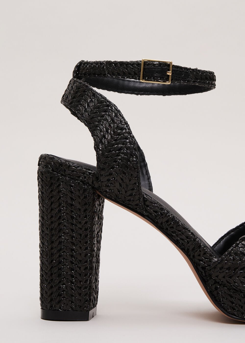 Raffia Platform Sandal Black