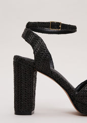 Raffia Platform Sandal Black