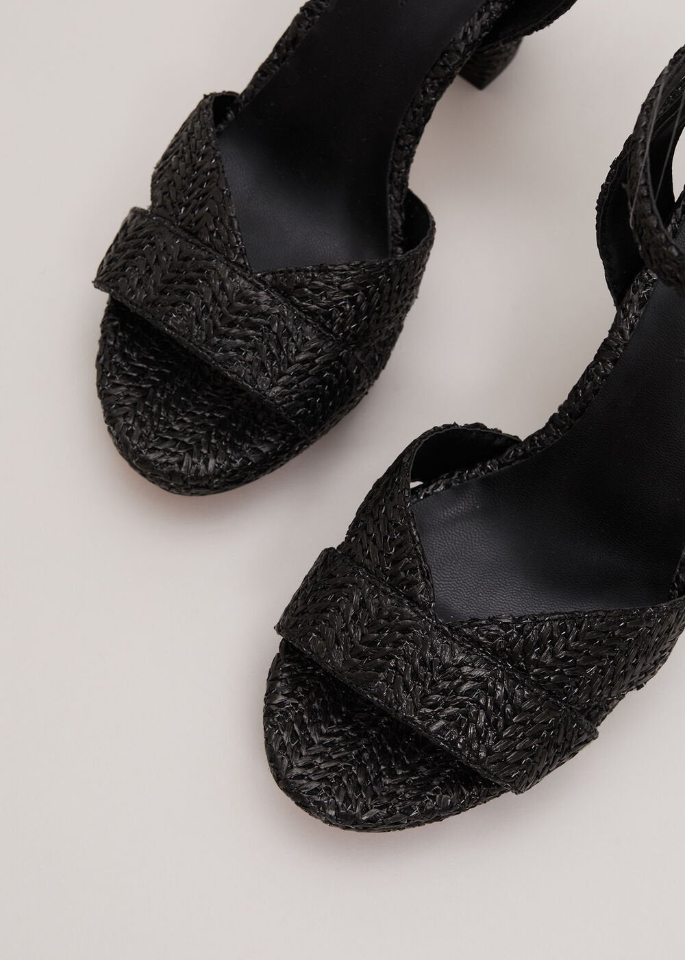 Raffia Platform Sandal Black