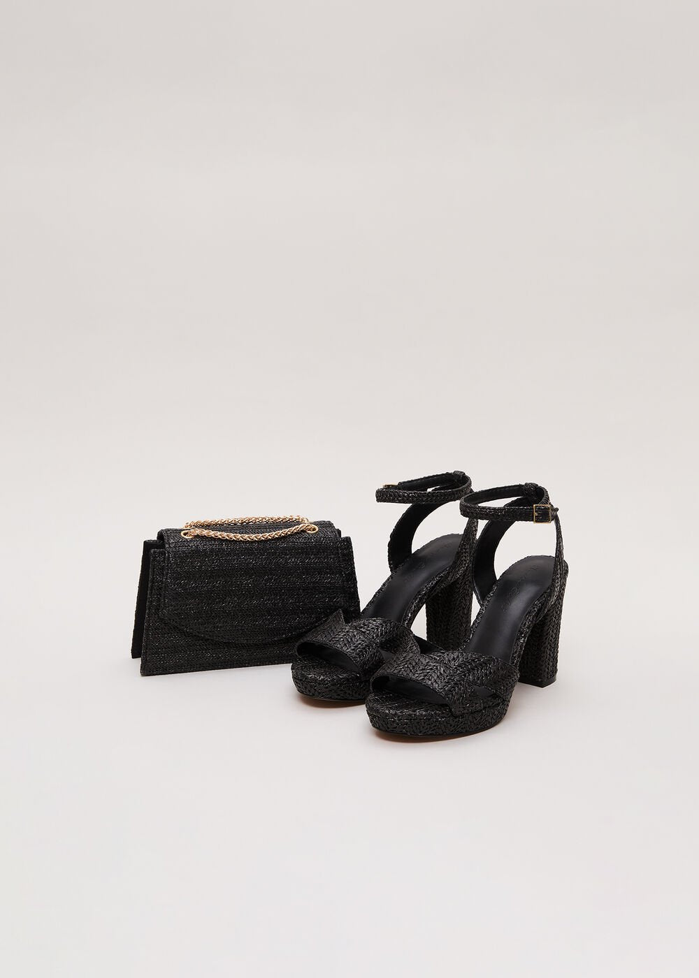 Raffia Platform Sandal Black