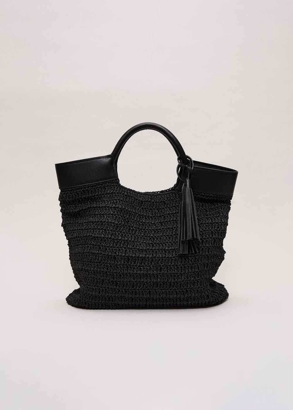 Straw Shopper Bag Black