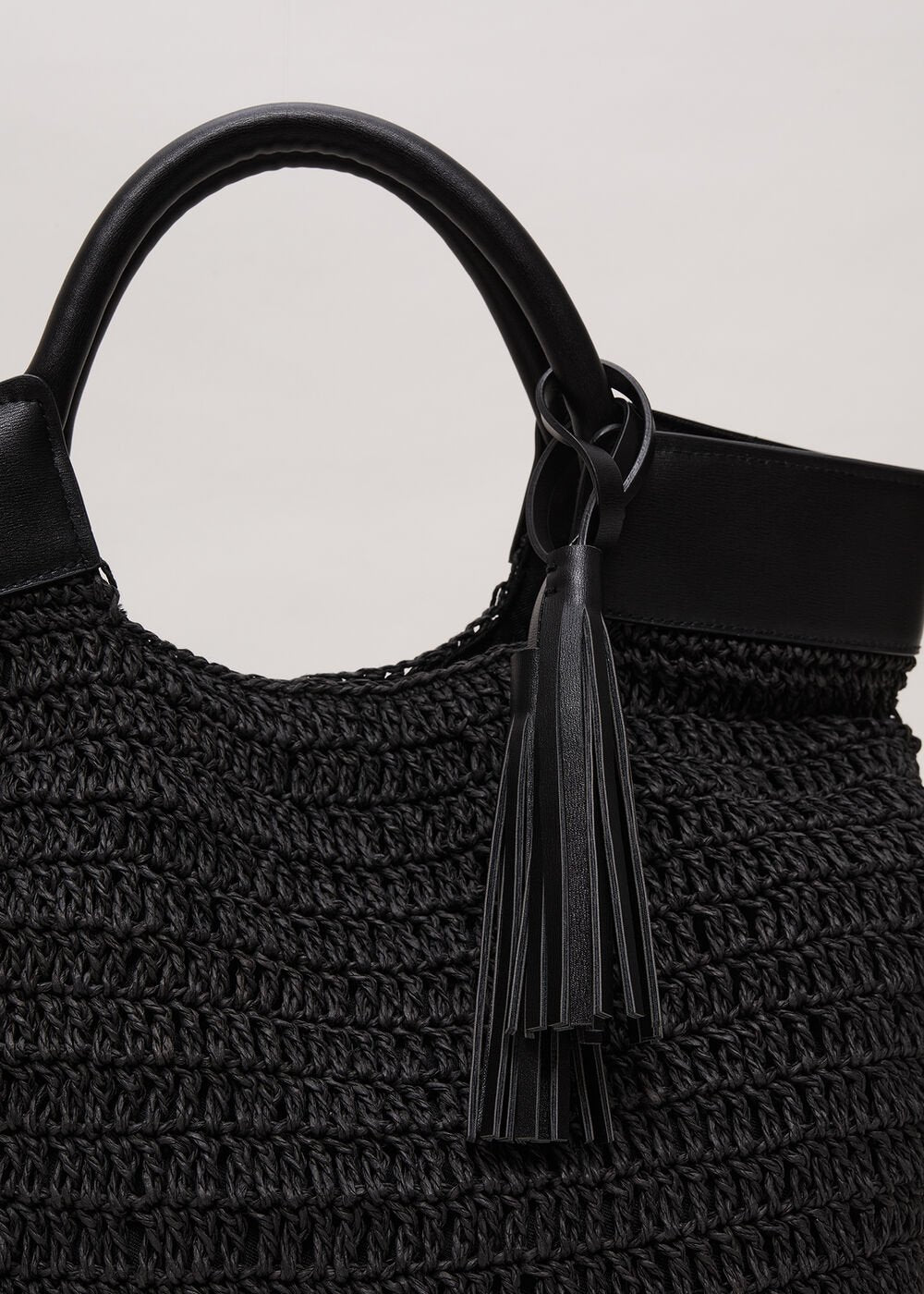 Straw Shopper Bag Black
