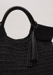 Straw Shopper Bag Black