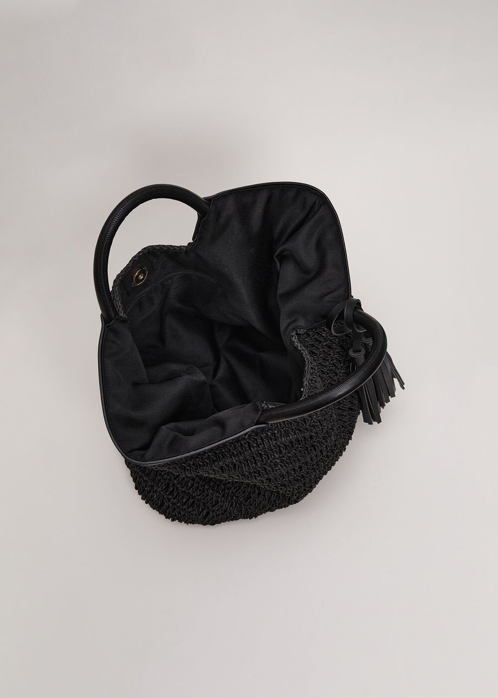 Straw Shopper Bag Black