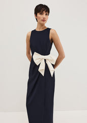 Sophia Navy Bow Midi Dress Navy/Ivory