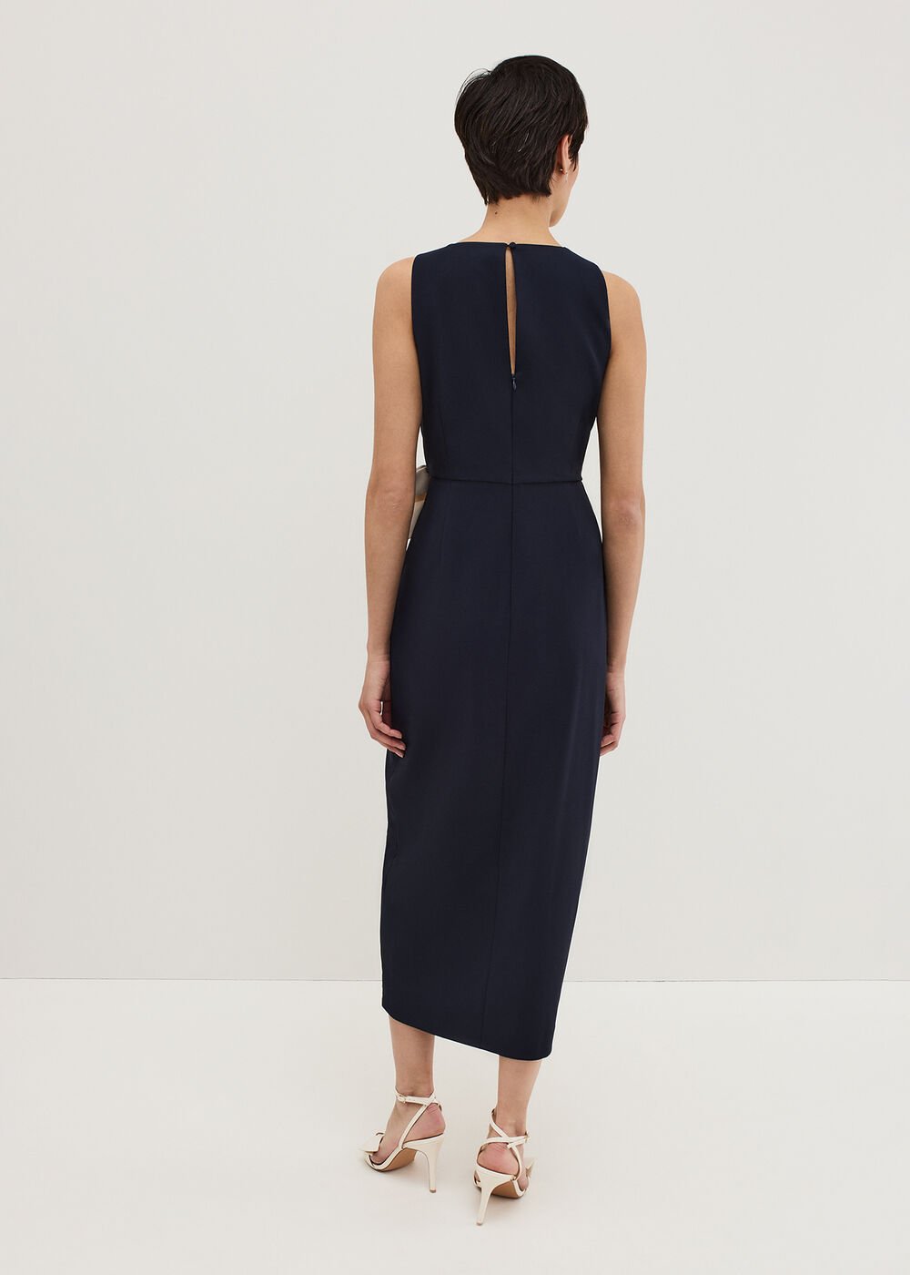 Sophia Navy Bow Midi Dress Navy/Ivory