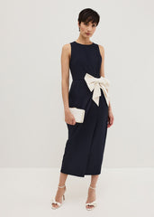 Sophia Navy Bow Midi Dress Navy/Ivory