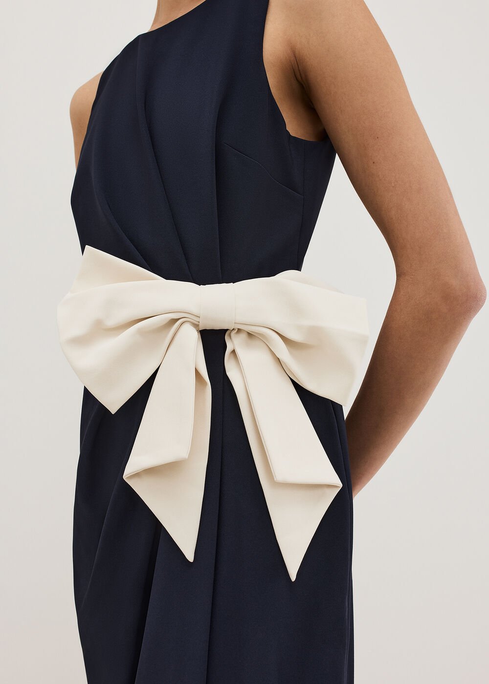 Sophia Navy Bow Midi Dress Navy/Ivory