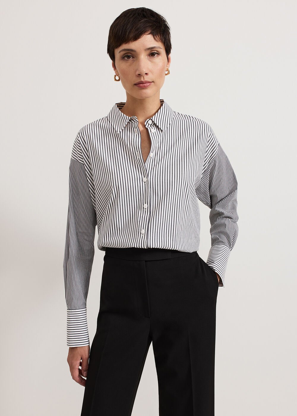 Mixed Stripe Shirt Black/Ivory