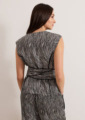 Mariana Print Top Black/Ivory