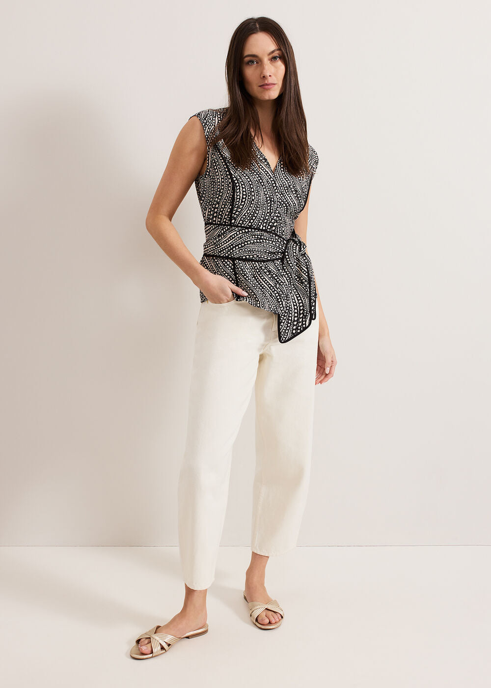 Mariana Print Top Black/Ivory