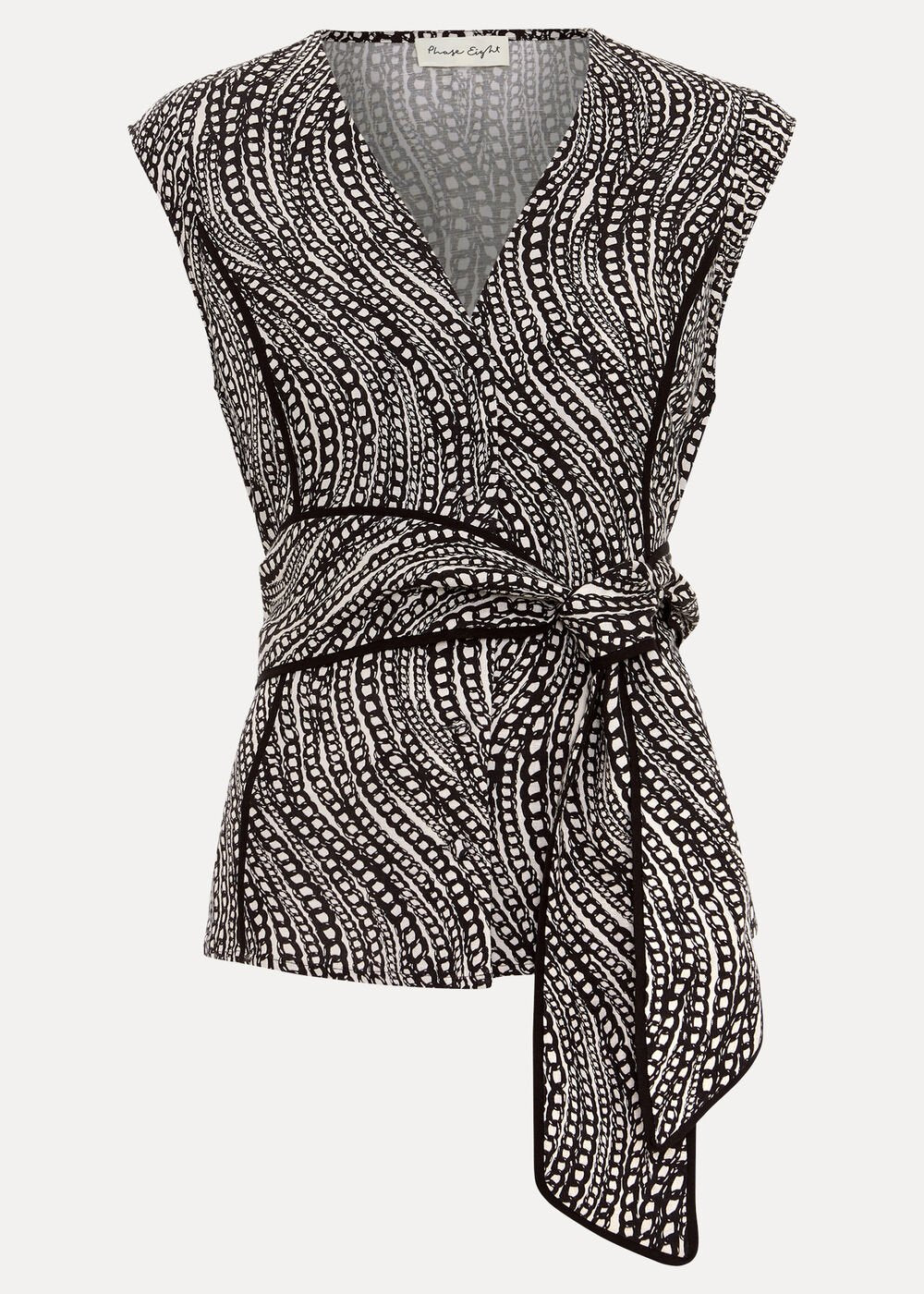 Petite Print Top Black/Ivory