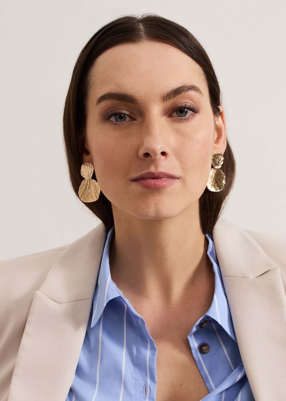 Disc Drop Earrings Gold