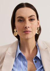 Disc Drop Earrings Gold