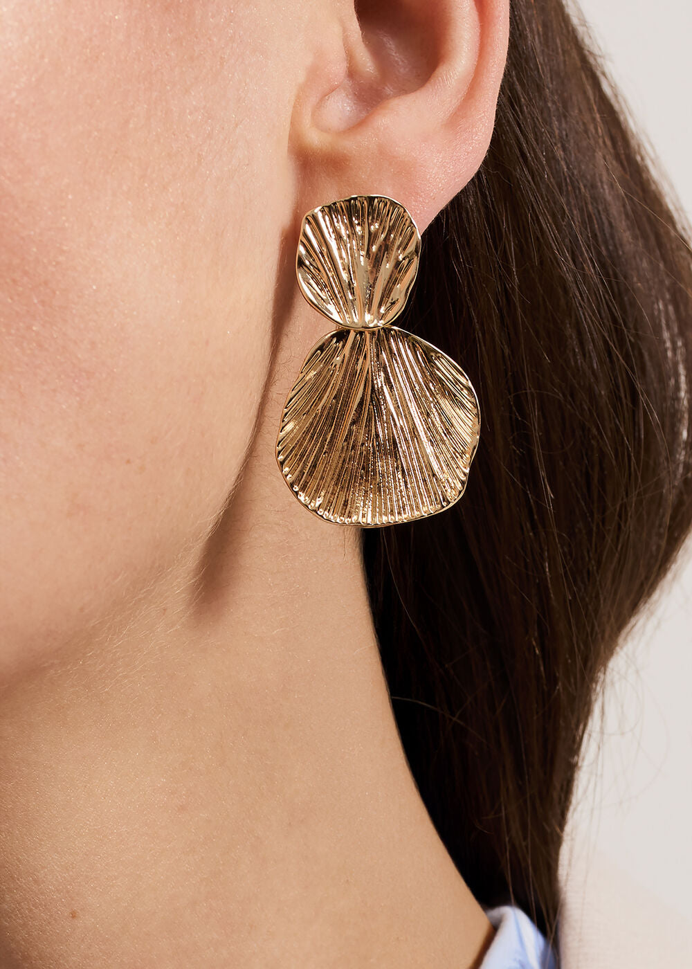 Disc Drop Earrings Gold