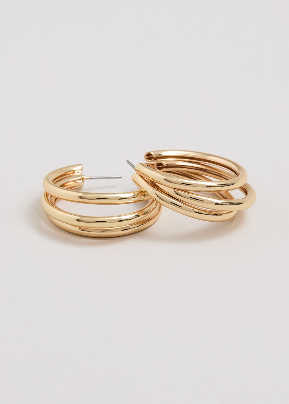 Triple Hoop Earrings Gold