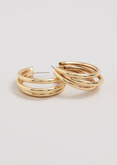 Triple Hoop Earrings Gold