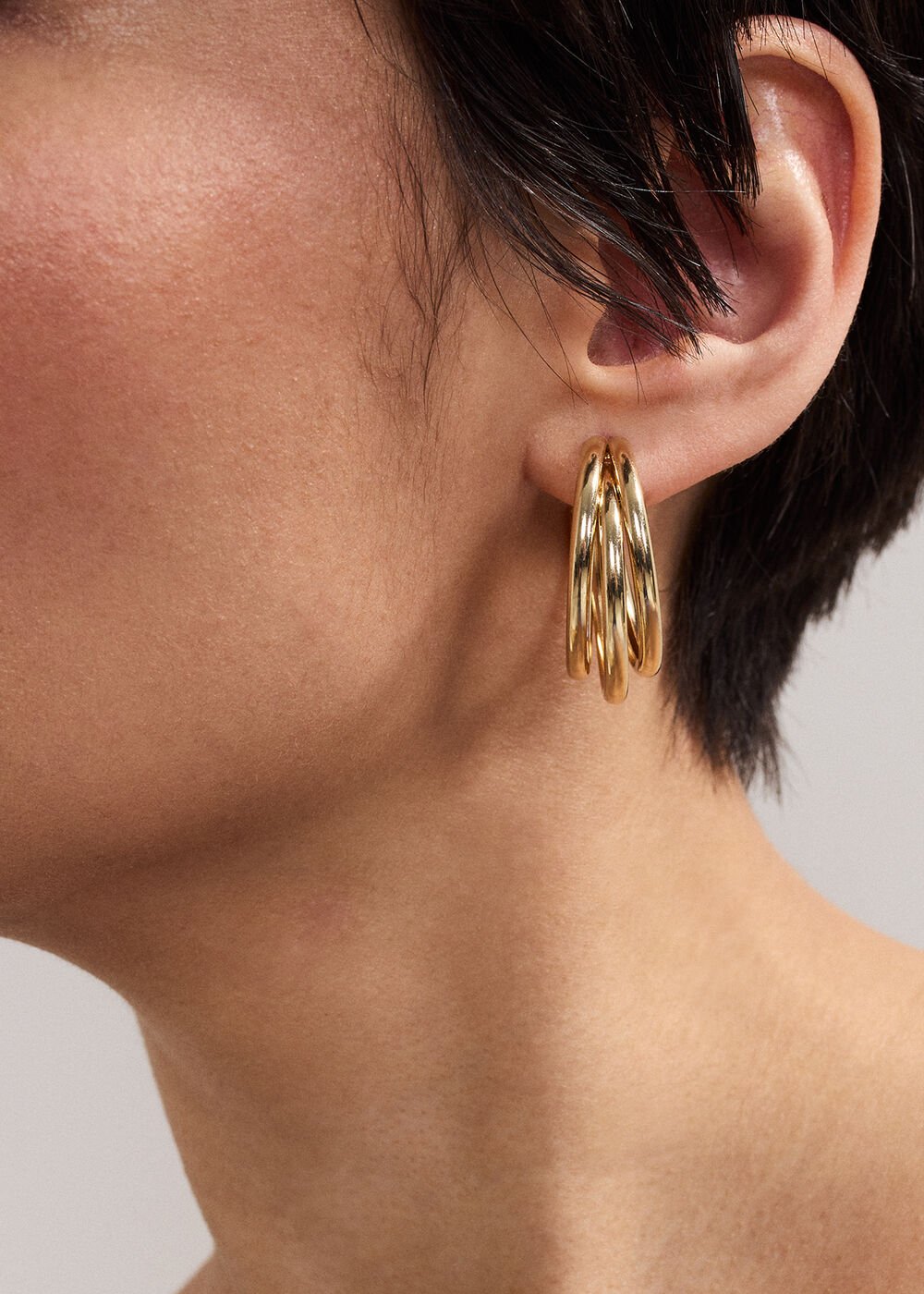 Triple Hoop Earrings Gold