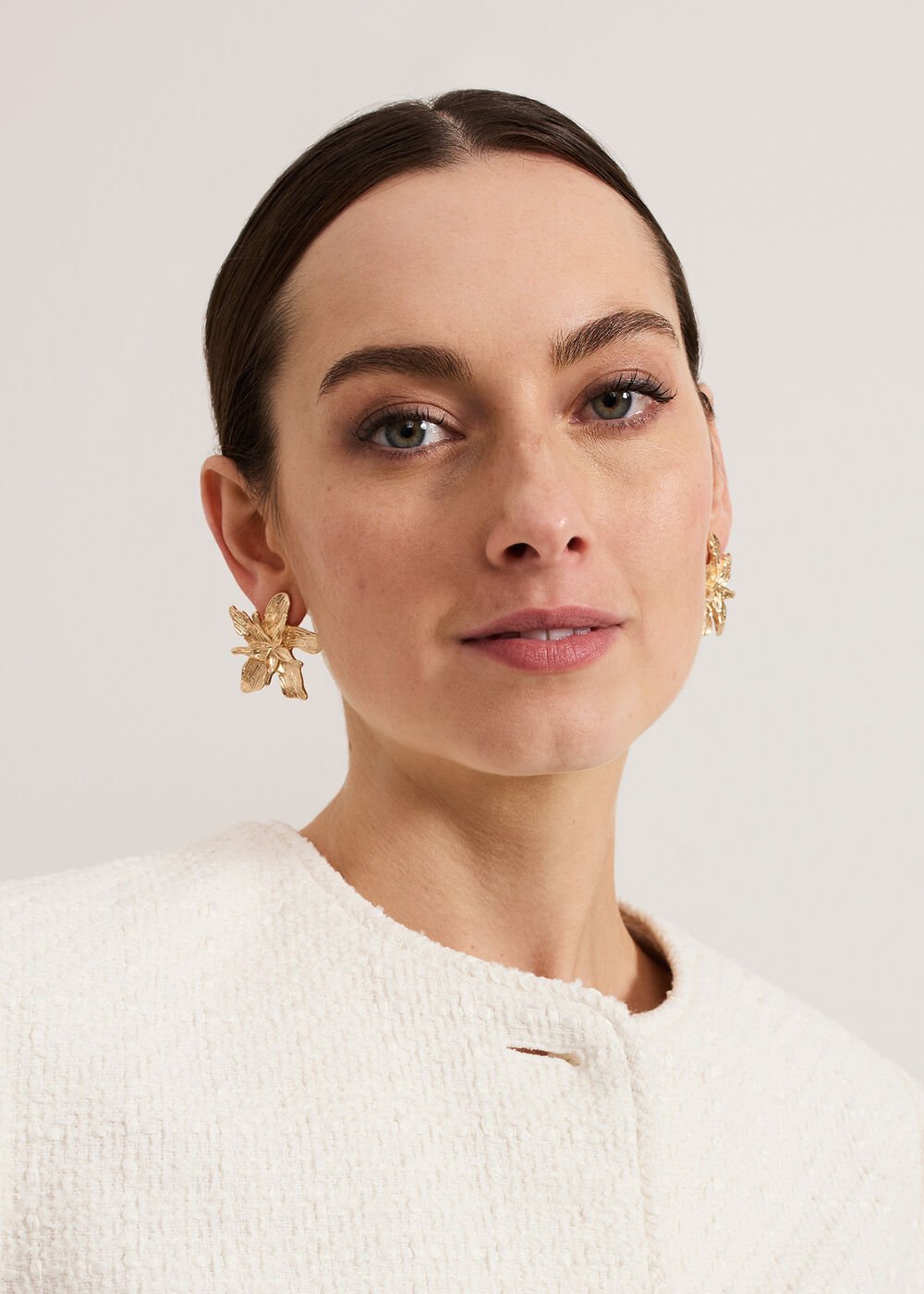 Flower Stud Earrings Gold