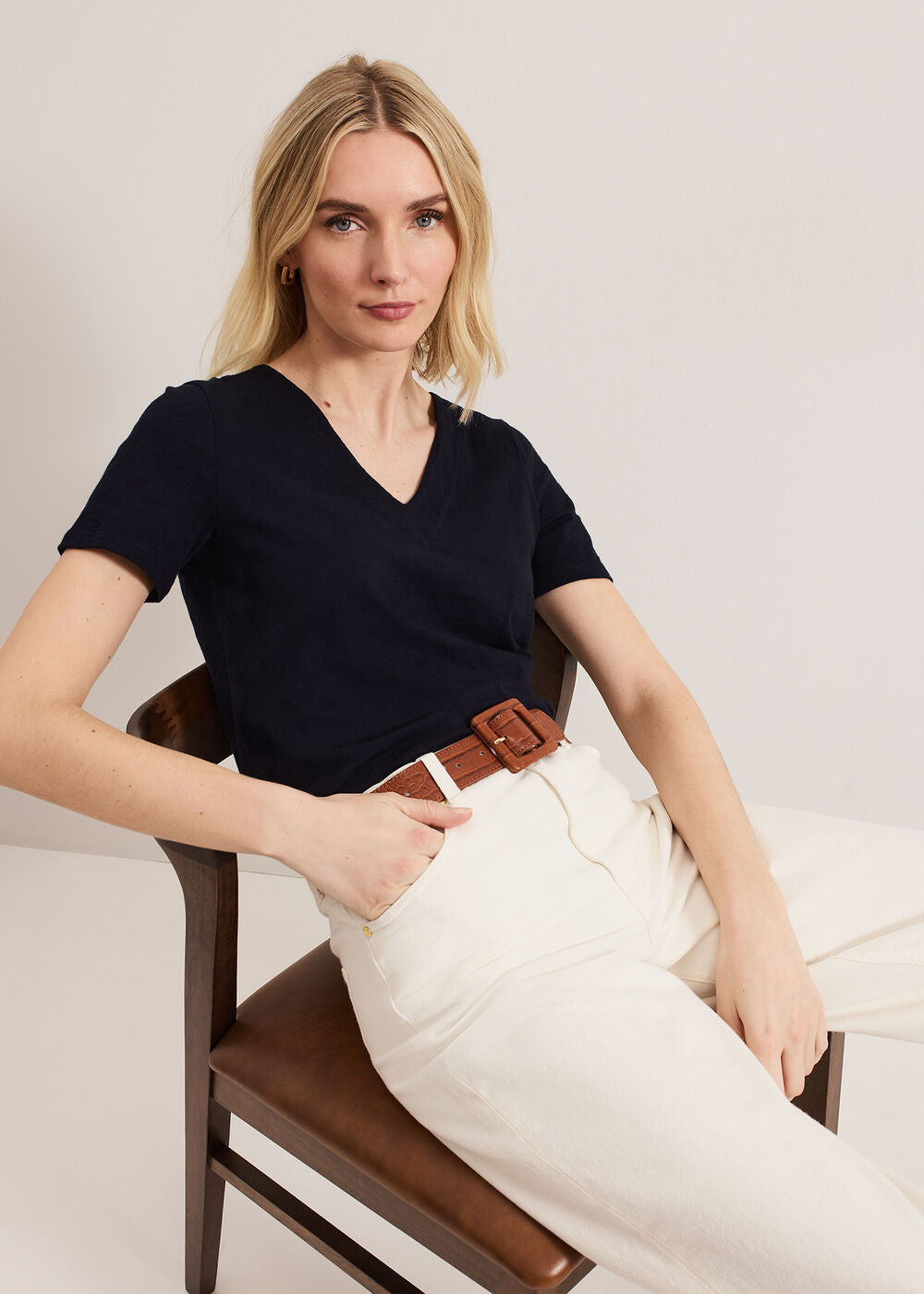 Elspeth Navy V Neck Top Navy