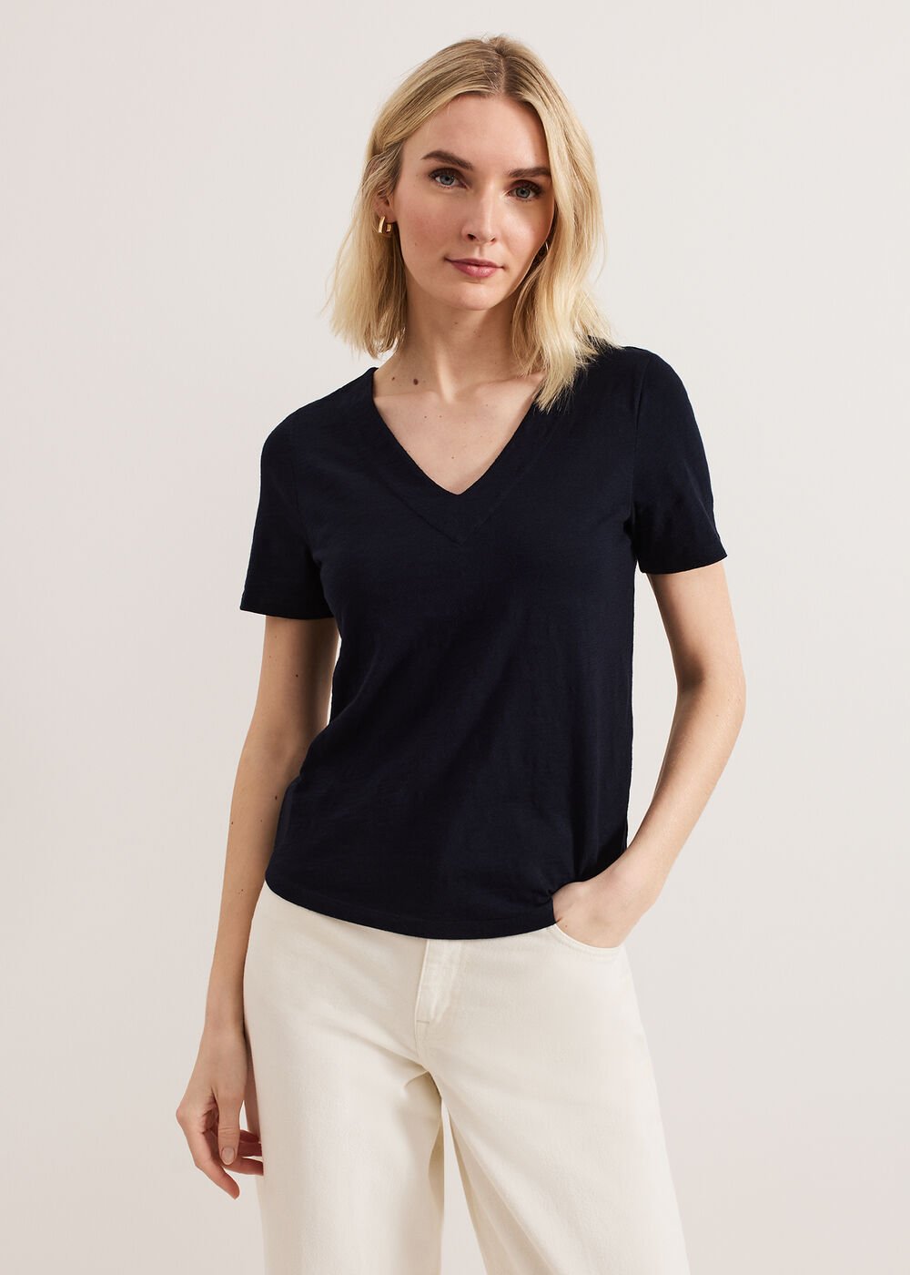 Elspeth Navy V Neck Top Navy