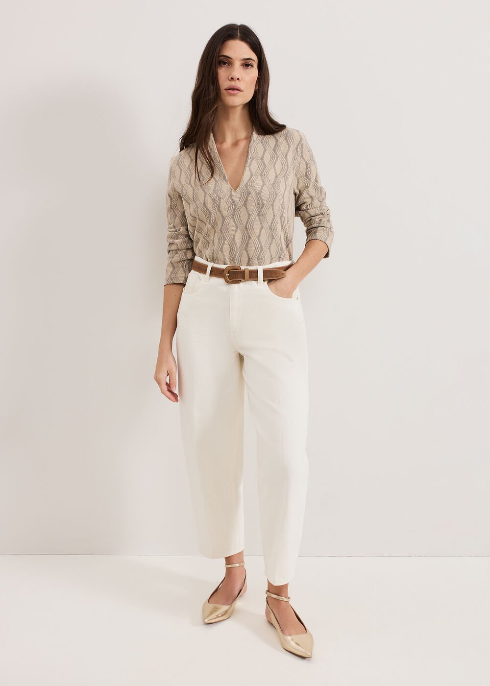Rena V Neck Top Stone