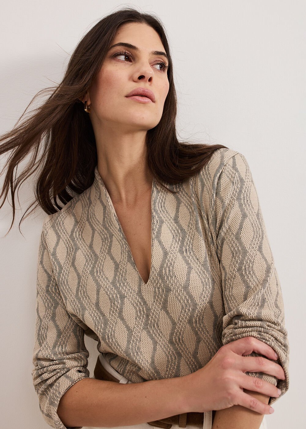 Rena V Neck Top Stone