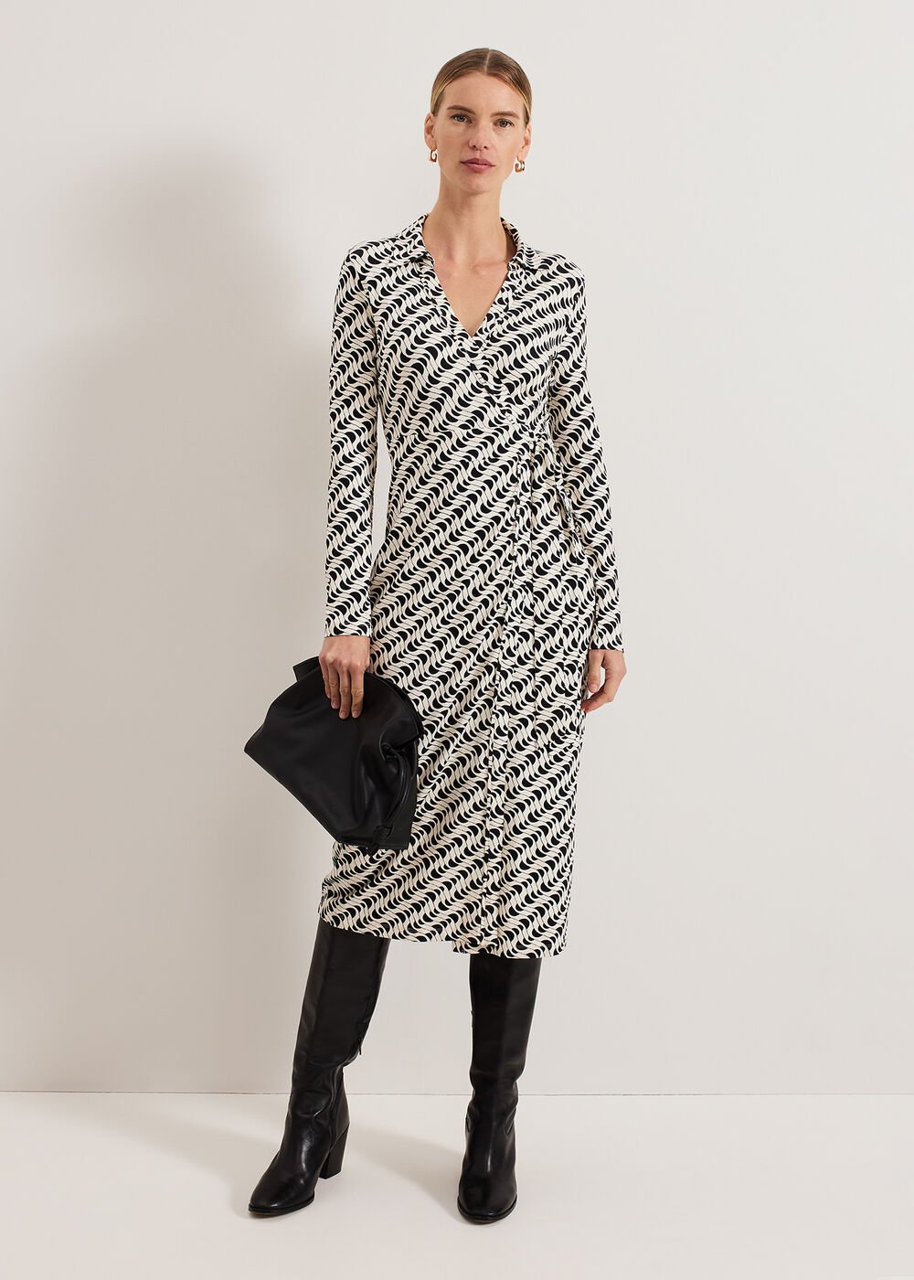 Gina Geo Wrap Dress Navy/Ivory