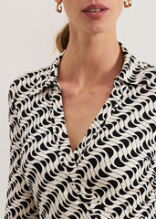 Gina Geo Wrap Dress Navy/Ivory