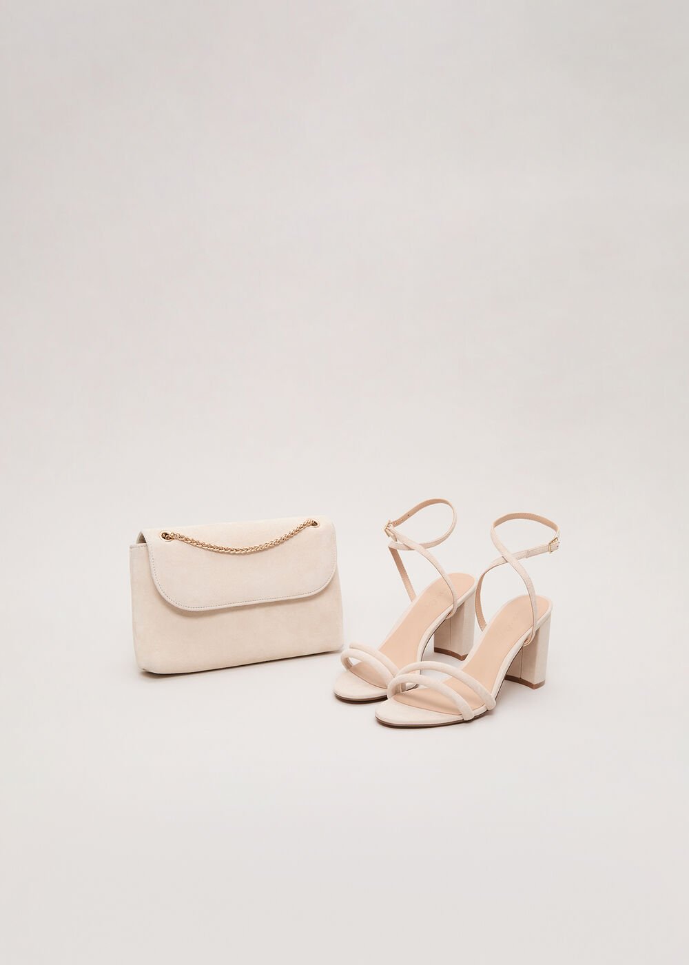 Suede Block Sandals Neutral