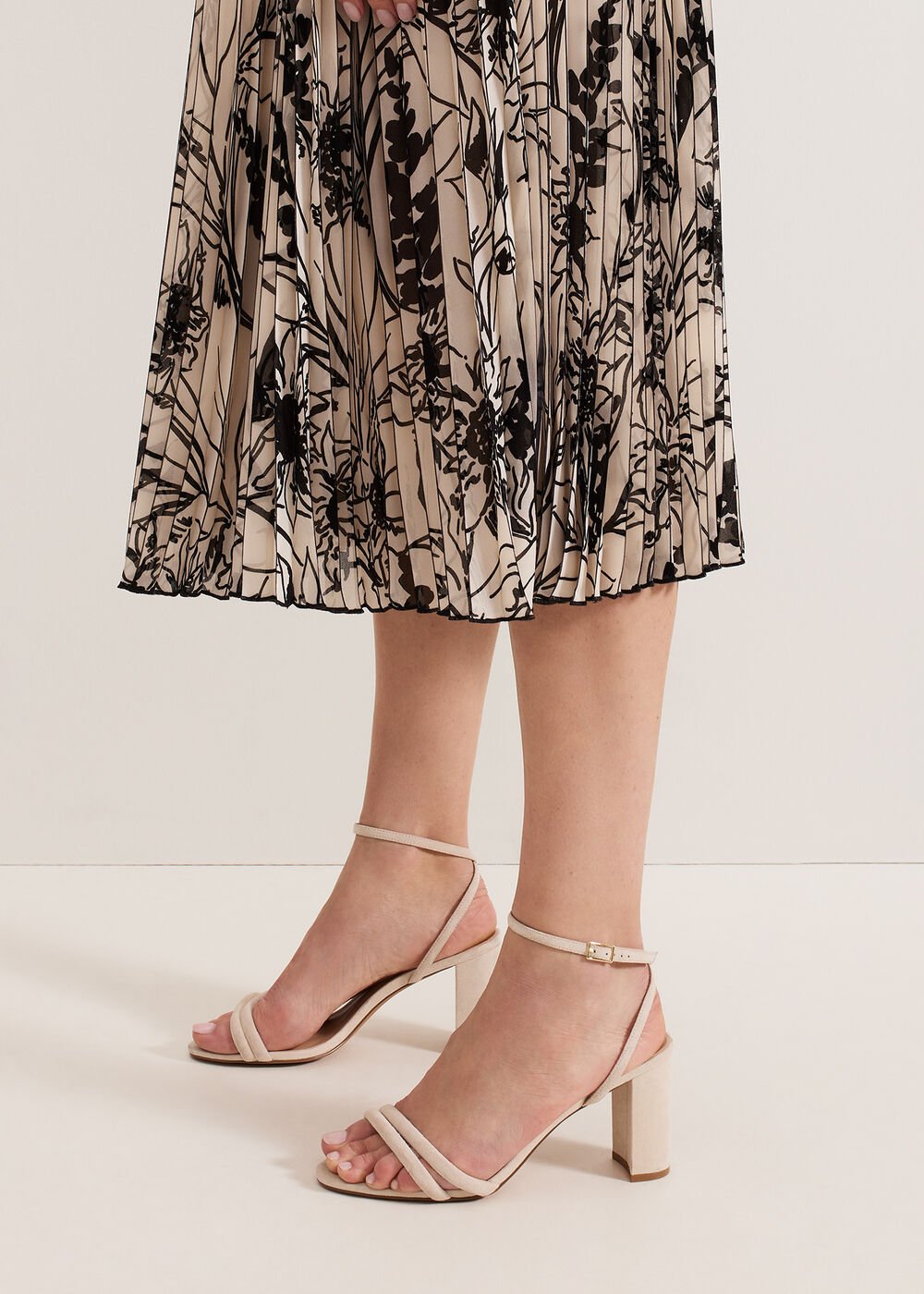 Suede Block Sandals Neutral