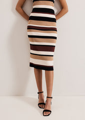 Louisa Stripe Skirt Neutral