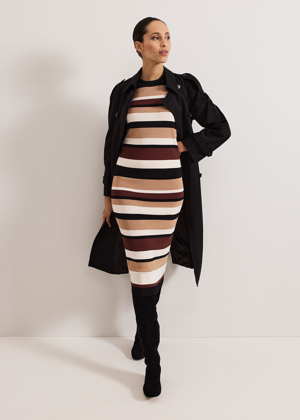 Louisa Stripe Skirt Neutral