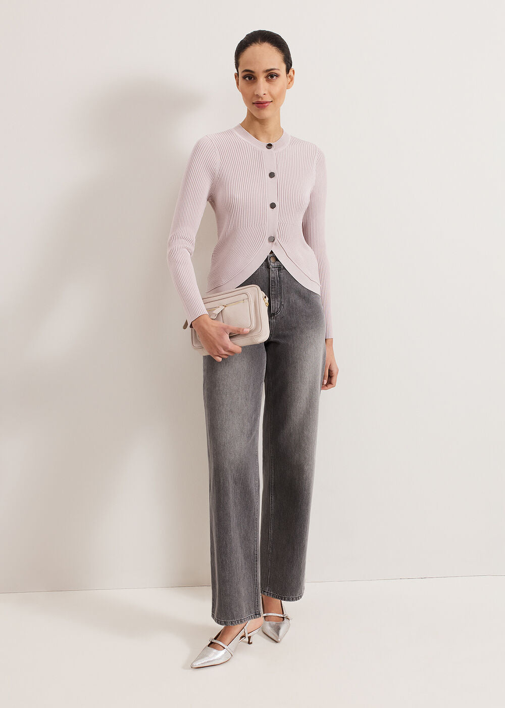 Sharna Button Shrug Stone