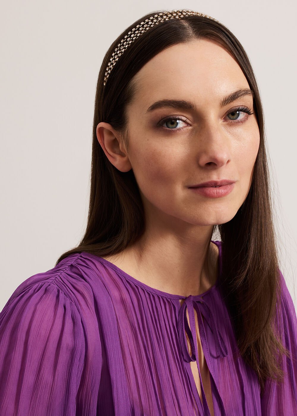 Metal Stone Headband Gold