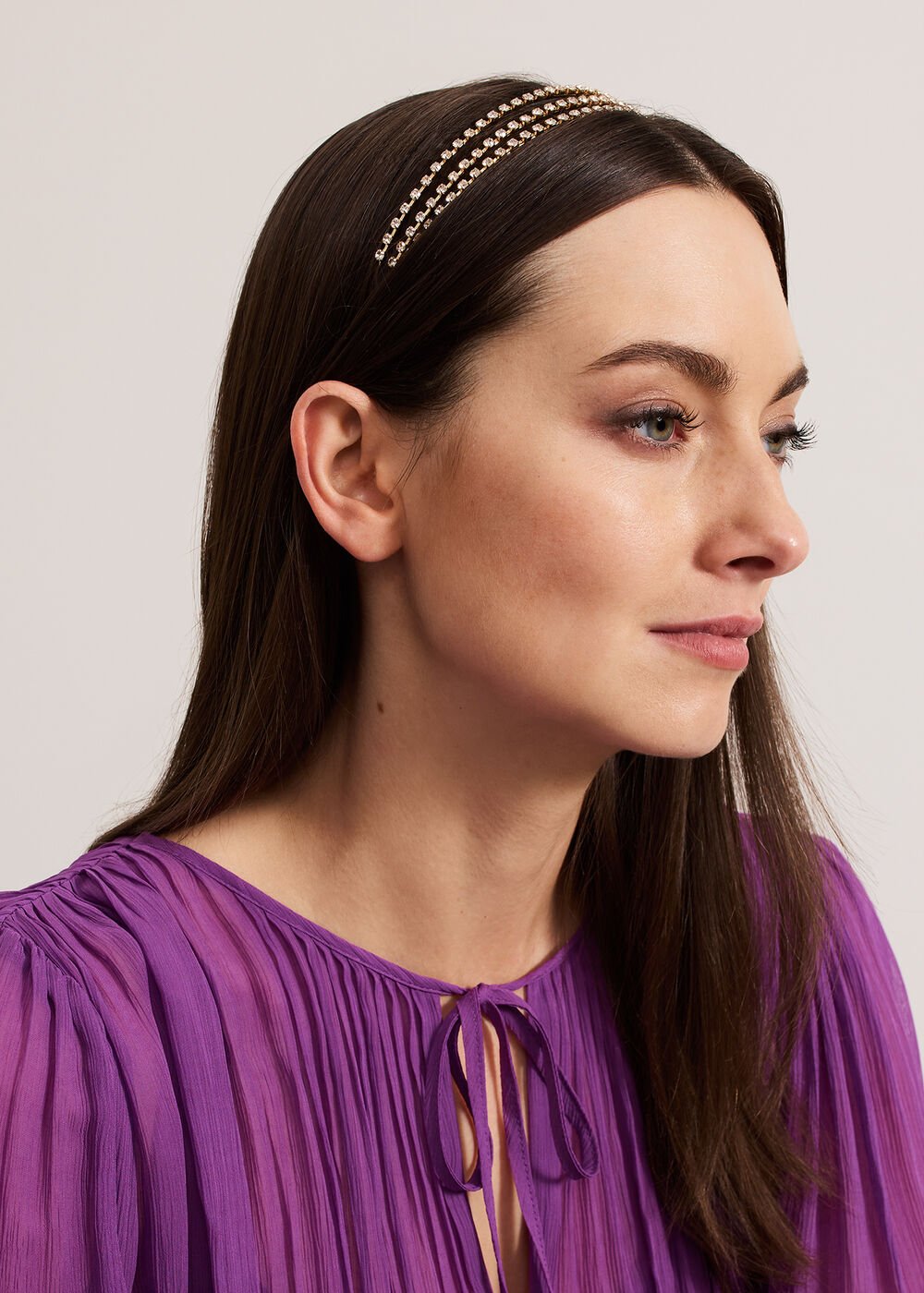 Metal Stone Headband Gold