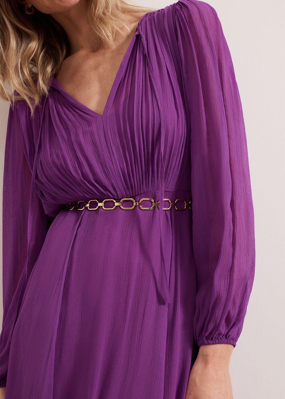 Amal Pleated Dress Purple