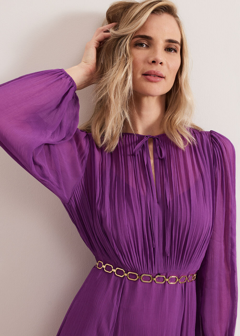 Amal Pleated Dress Purple