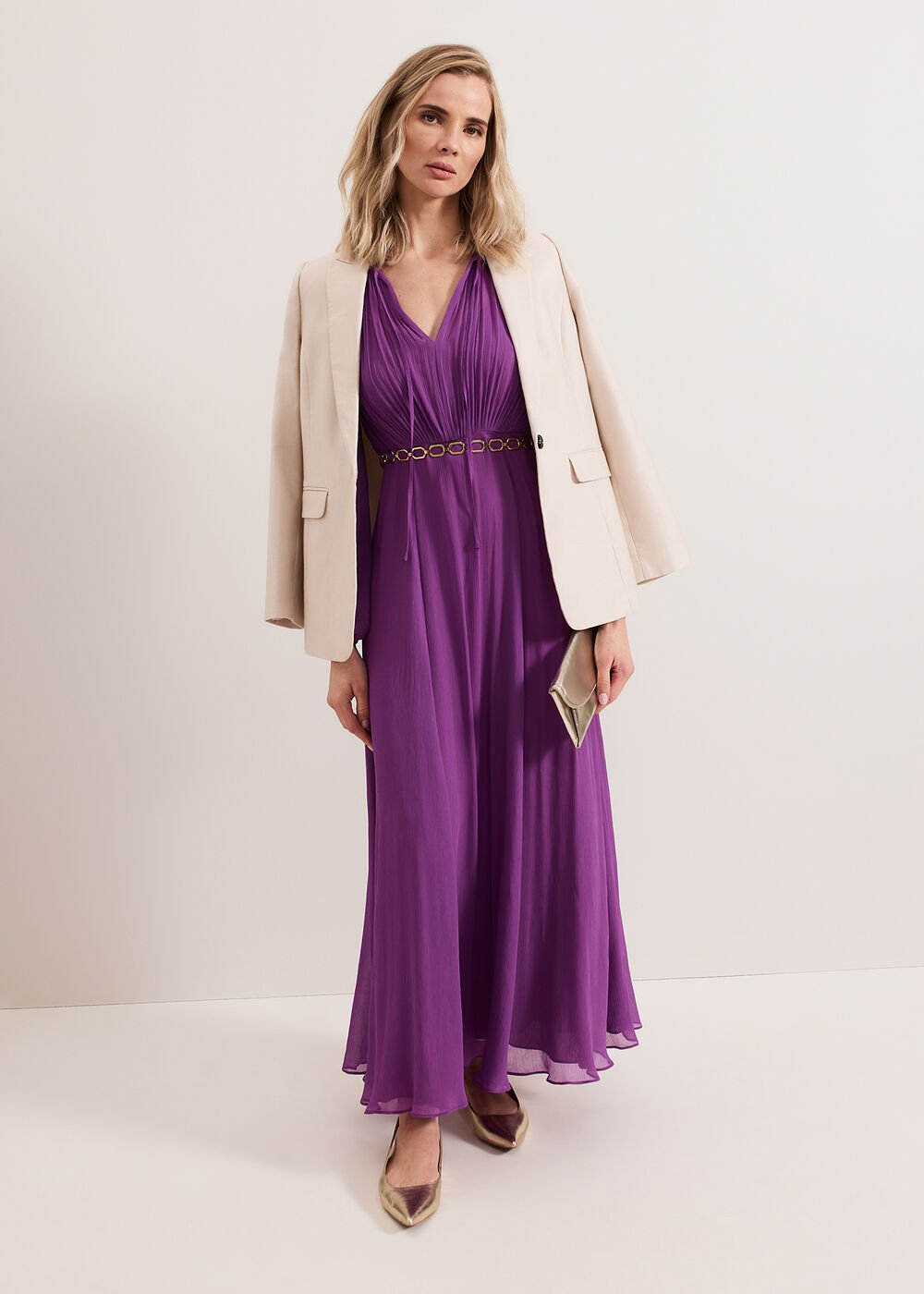 Amal Pleated Dress Purple