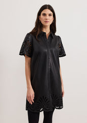 Cutwork Pu Dress Black