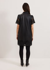 Cutwork Pu Dress Black