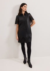 Cutwork Pu Dress Black