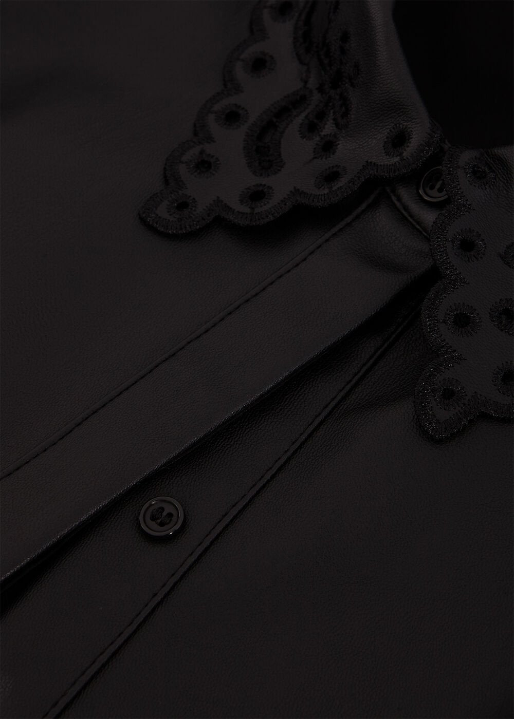 Cutwork Pu Dress Black