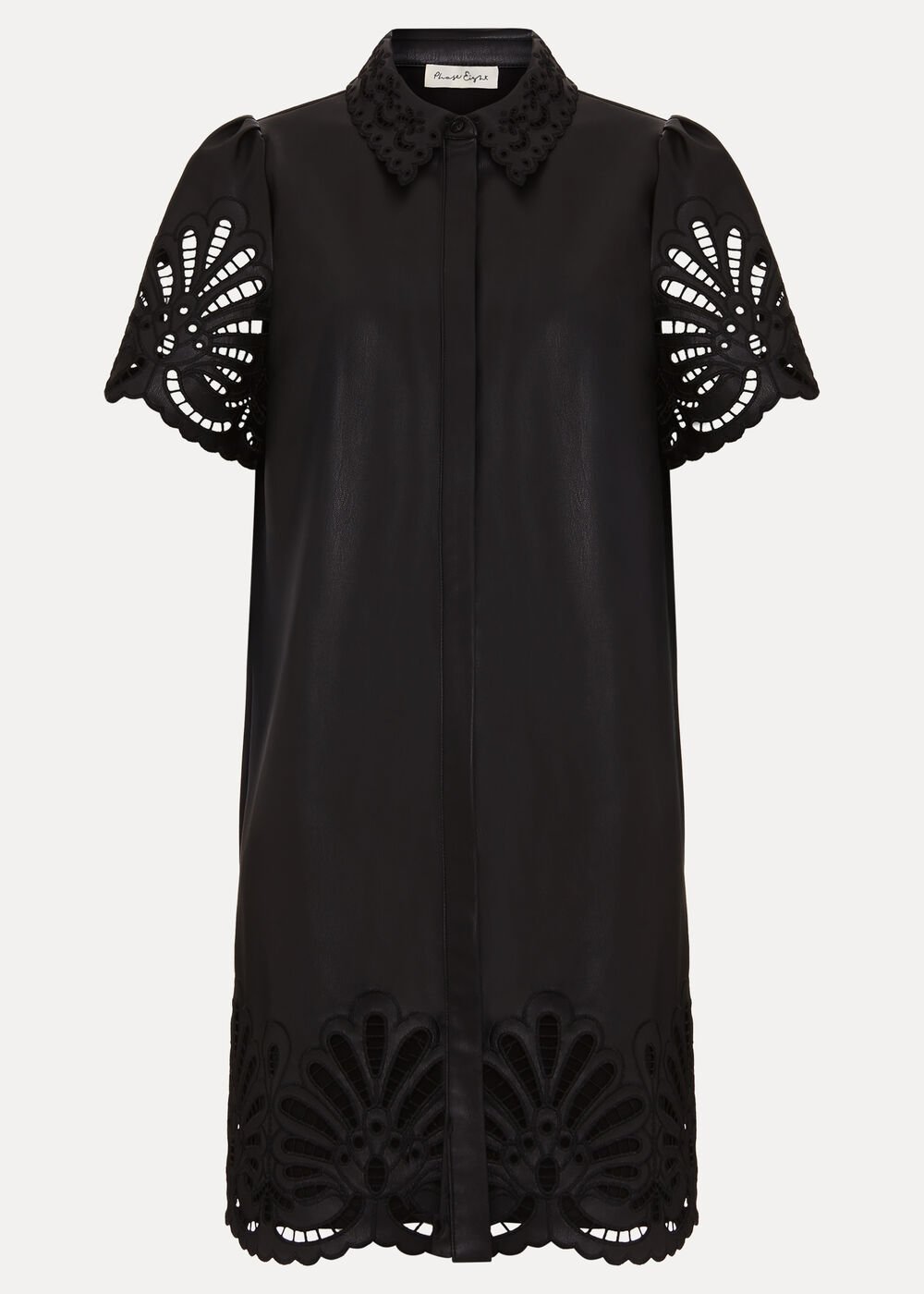 Cutwork Pu Dress Black