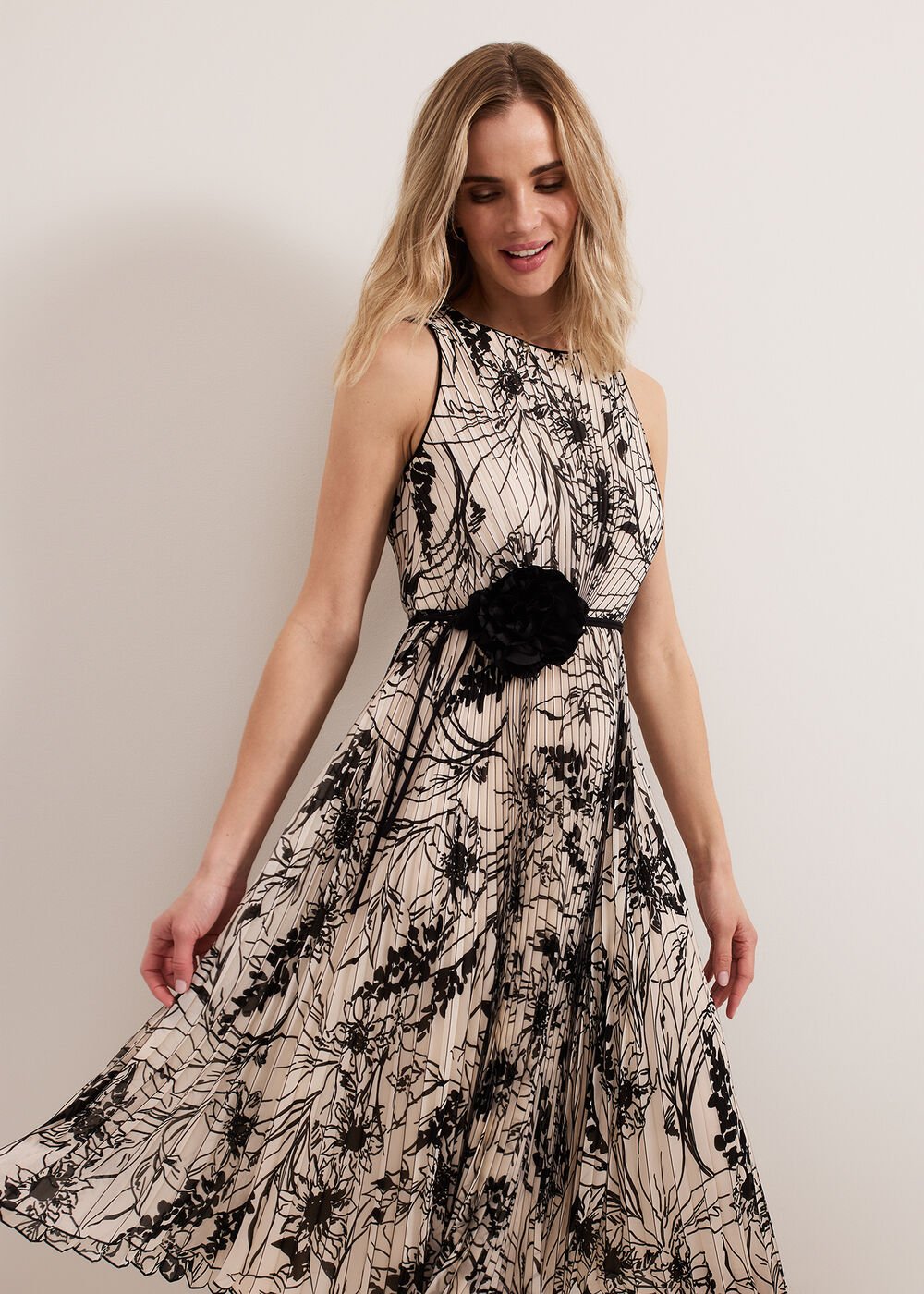 Sandra Printed Dress Black/Ivory