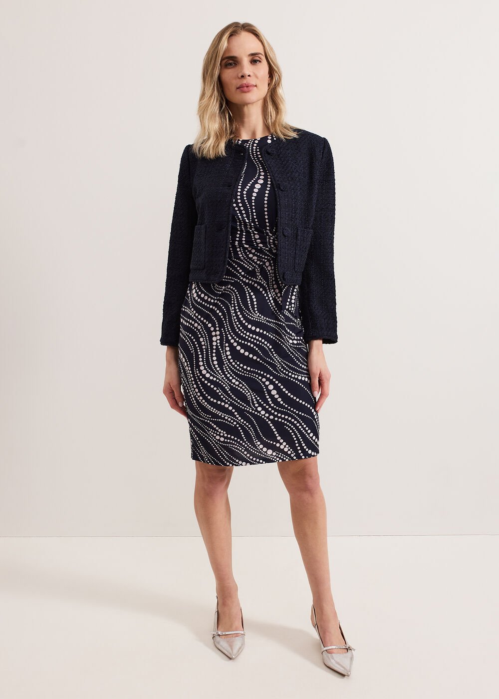 Josey Pearl Dress Navy/Ivory