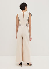 Lucille Ruffle Wide Leg Jumpsuit Black/Ivory